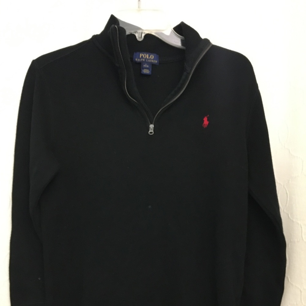 Black polo LS 1/4 zip